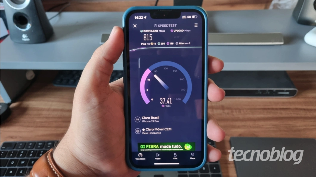 Teste de velocidade com 5G da Claro em Belo Horizonte